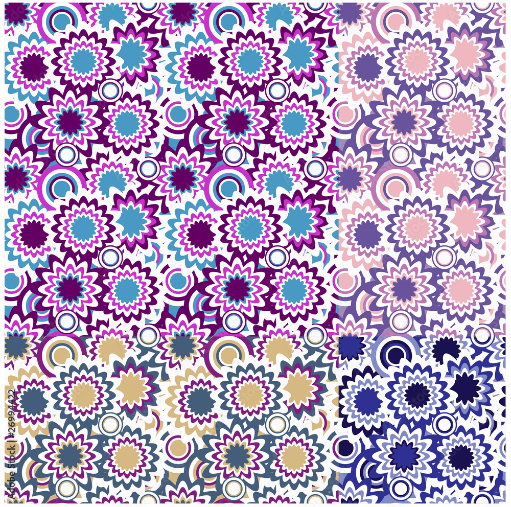 a set of vector seamless floral ornaments with circles a set of vector seamless floral ornaments with circles
