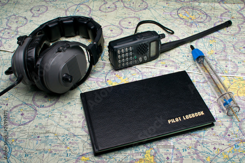 Pilots equipment before the flight