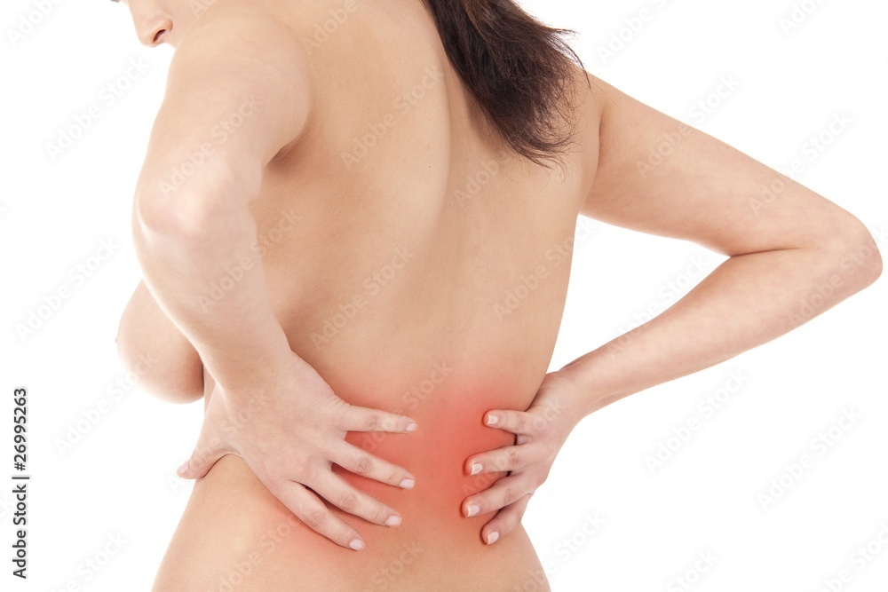 woman massaging pain back