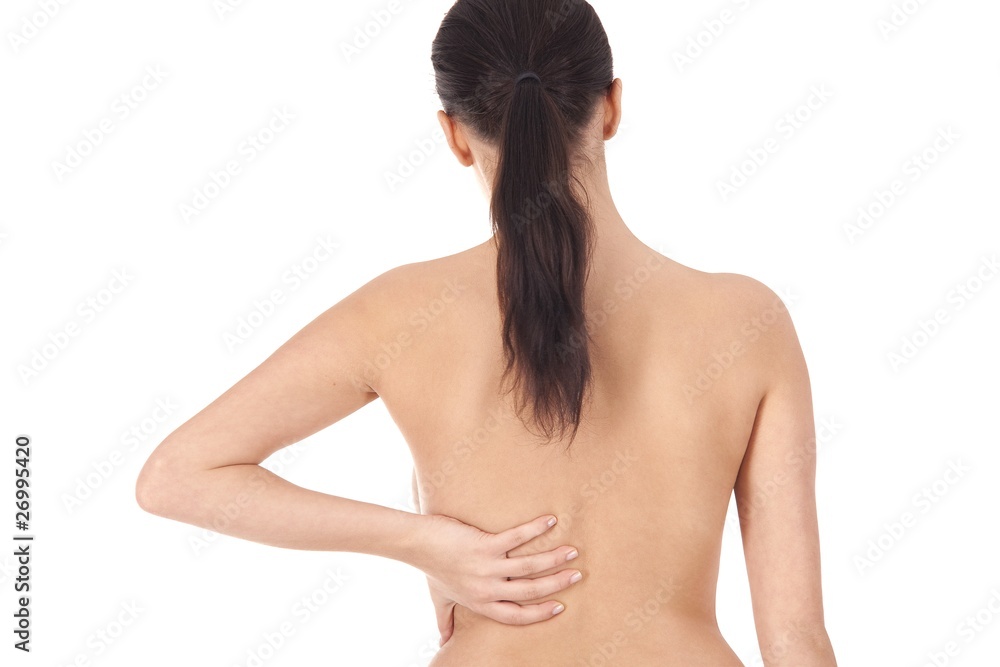 woman massaging pain back