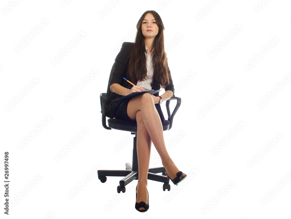 Businesswoman with advisor on office chair Businesswoman with advisor on office chair