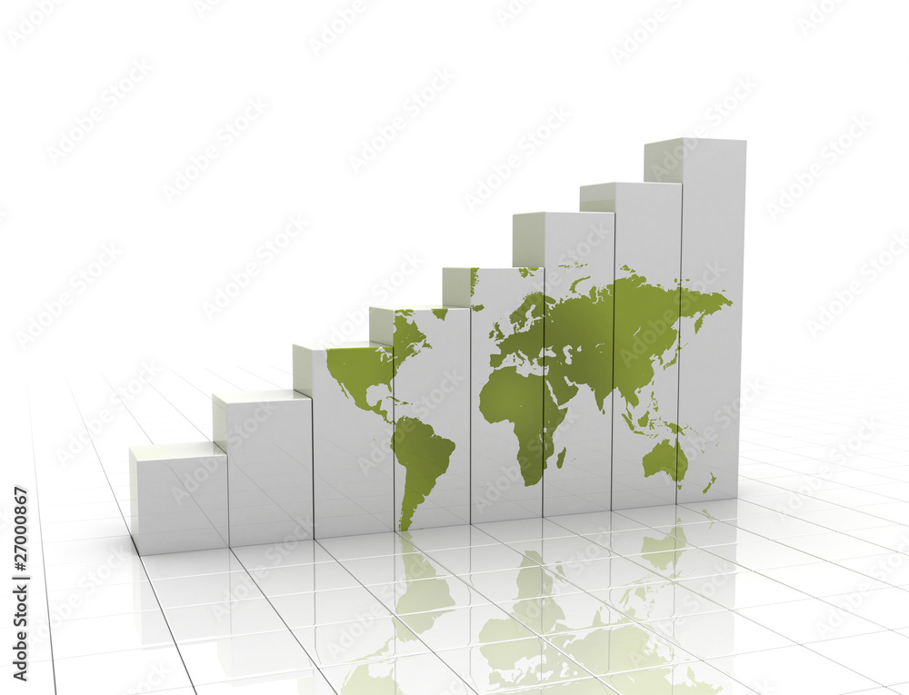 Fototapeta premium Rising graph with world map