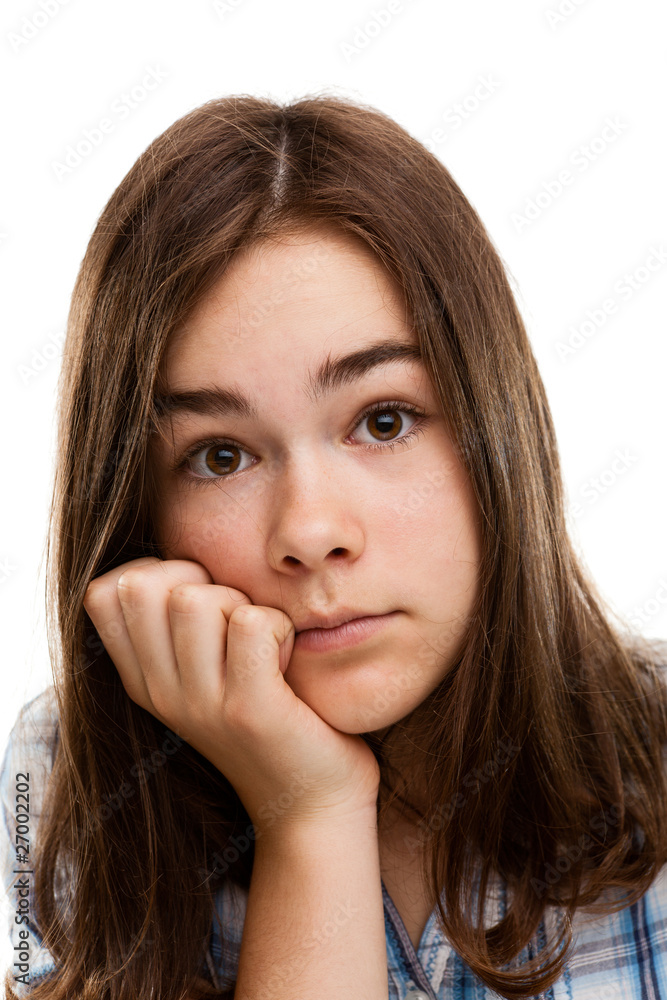 Portrait of young girl isolated on white background Portrait of young girl isolated on white background