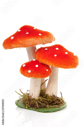 decoration mushrooms over white background