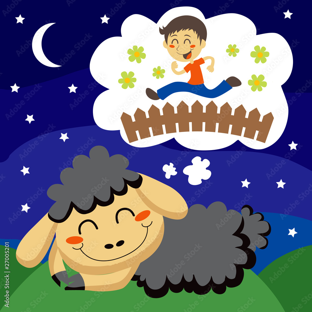 Black sheep counting children jumping over a fence to sleep Black sheep counting children jumping over a fence to sleep