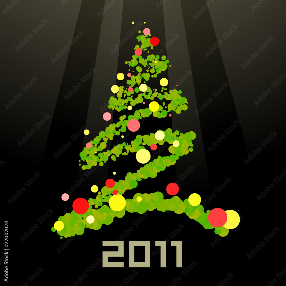 New 2011 year card 2, with tree, vector New 2011 year card 2, with tree, vector