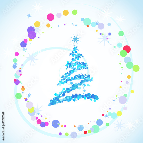 New year card 5, with tree, vector