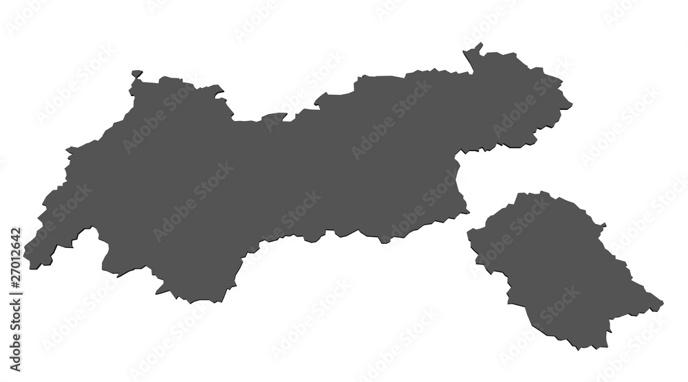 Karte von Tirol - isoliert Karte von Tirol - isoliert
