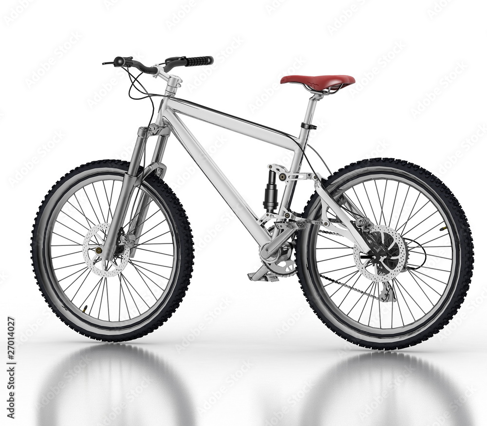 Bicycle isolated on white background with reflection