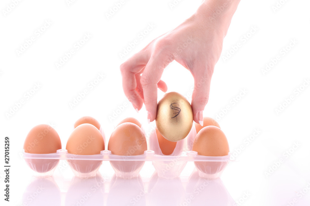 Gold egg choice. Isolated on white Gold egg choice. Isolated on white