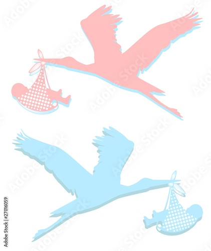 Klapperstorch rosa und blau