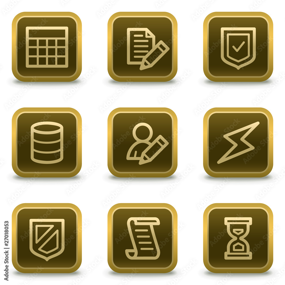 Database web icons, square brown buttons Database web icons, square brown buttons