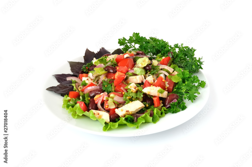 Salad with beans, tomatoes and chicken Salad with beans, tomatoes and chicken