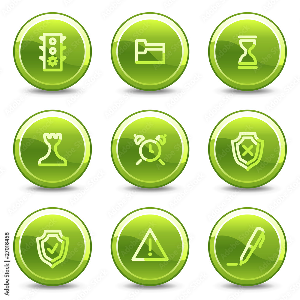 Administration icons, green circle glossy buttons Administration icons, green circle glossy buttons