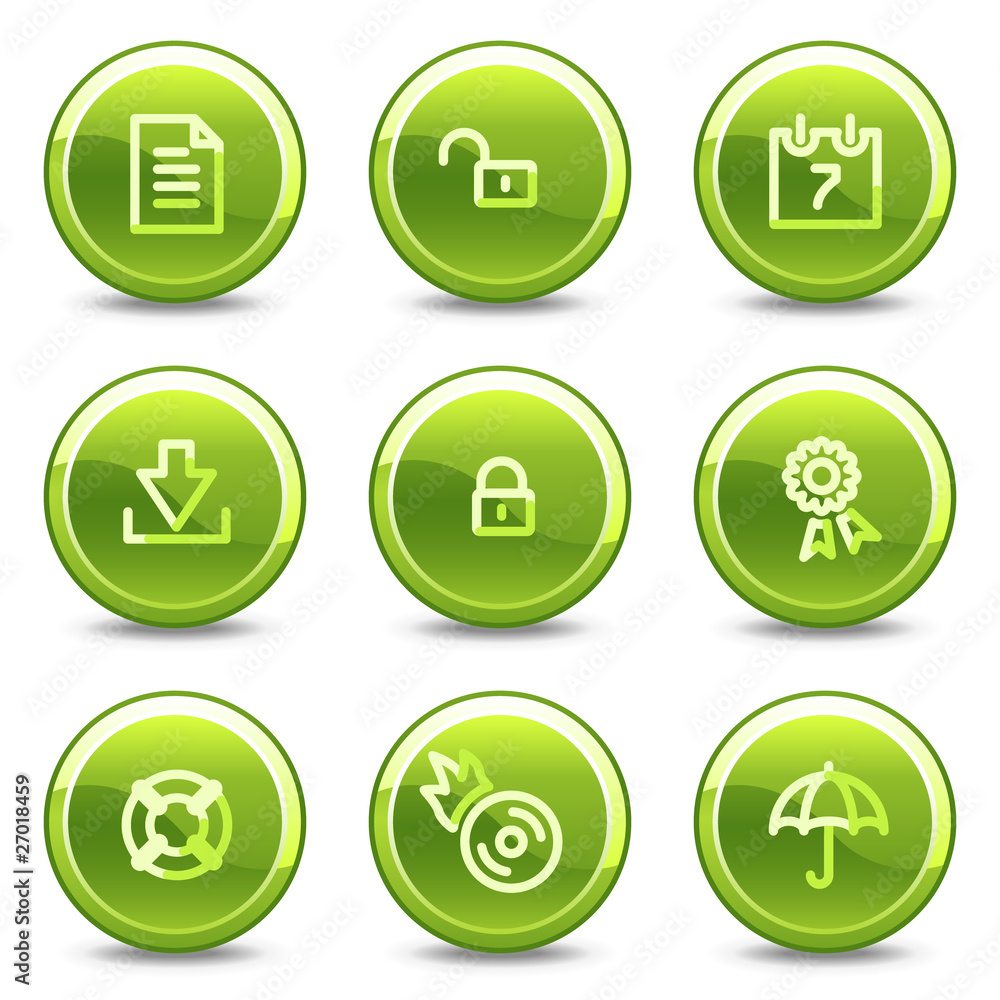 Data icons, green circle glossy buttons Data icons, green circle glossy buttons