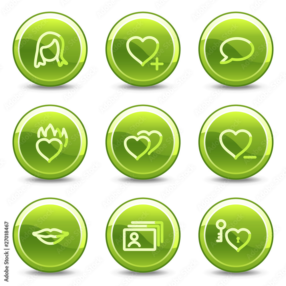 Dating icons, green circle glossy buttons Dating icons, green circle glossy buttons