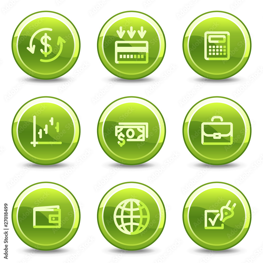 Finance icons , green circle glossy buttons Finance icons , green circle glossy buttons