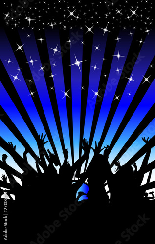 party disco people blue illustration