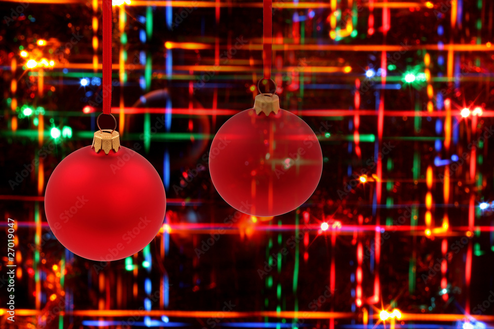 Christmas red glass ball and carnival space Christmas red glass ball and carnival space
