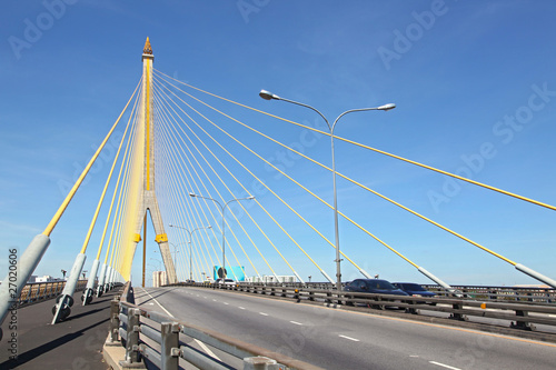 Fototapeta Naklejka Na Ścianę i Meble -  Mega sling Bridge,Rama 8, with beautiful sunny in Bangkok