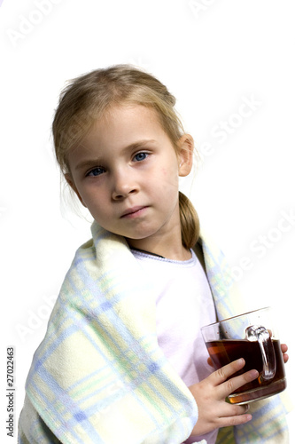 Child is ill with cup of tea