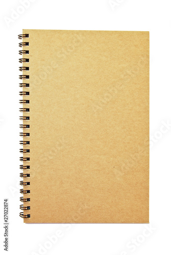 brown cover notebook isolated