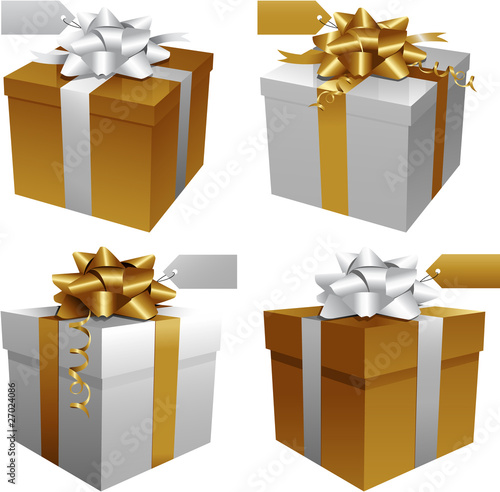 Gold Christmas gift boxes