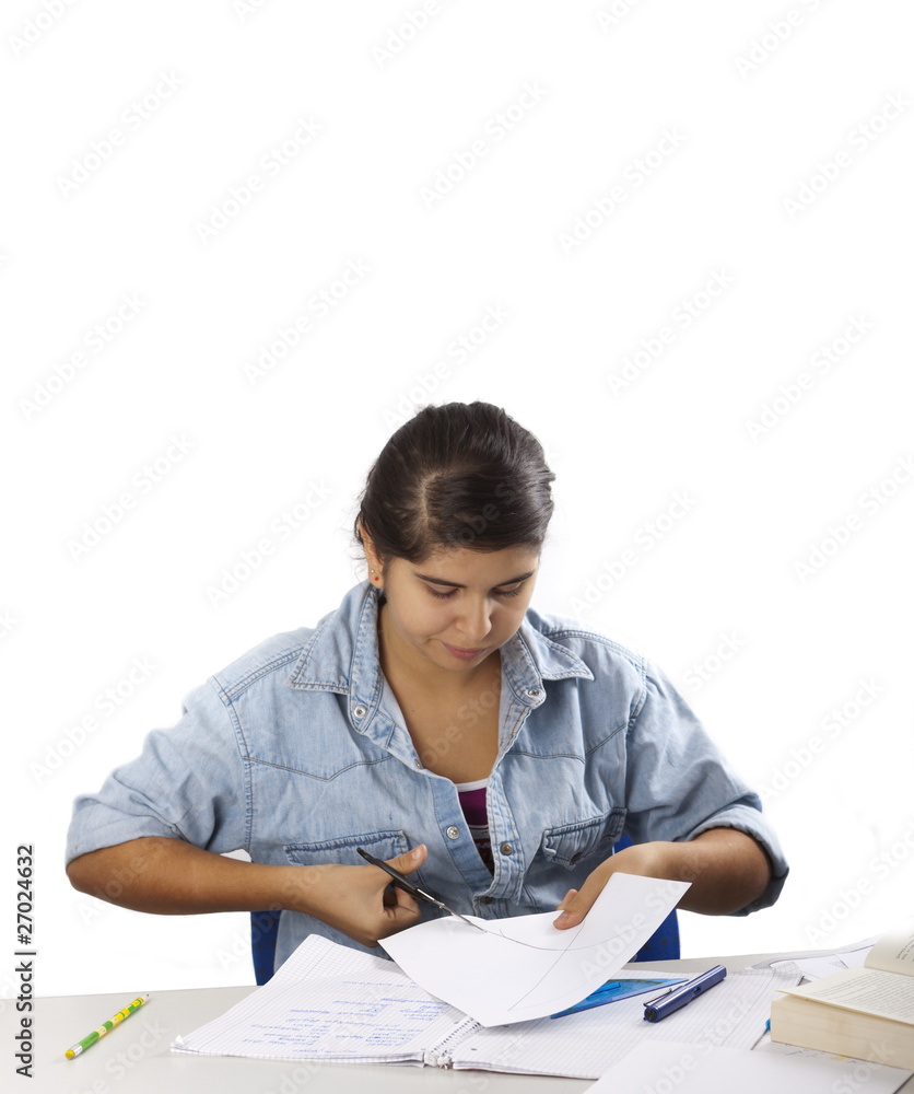 Teenage Girl doing handicraft work Teenage Girl doing handicraft work