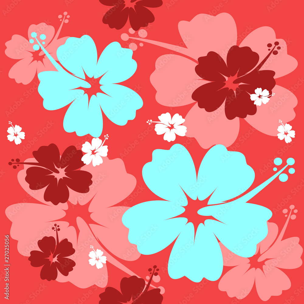 Seamless Hibiscus flower Background Stock Vector | Adobe Stock