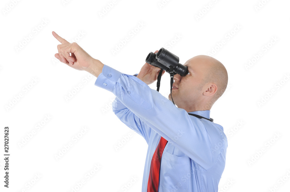 Businessman looking through binoculars Businessman looking through binoculars