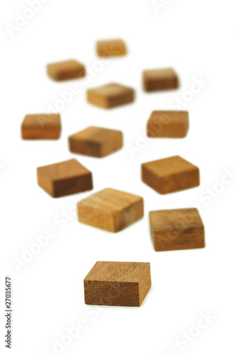 wooden square figures isolated