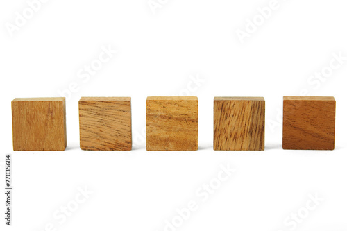 wooden square figures in line isolated