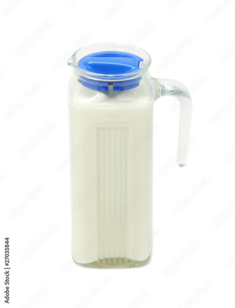 Milk in Glass Jar Isolated on White Background Milk in Glass Jar Isolated on White Background