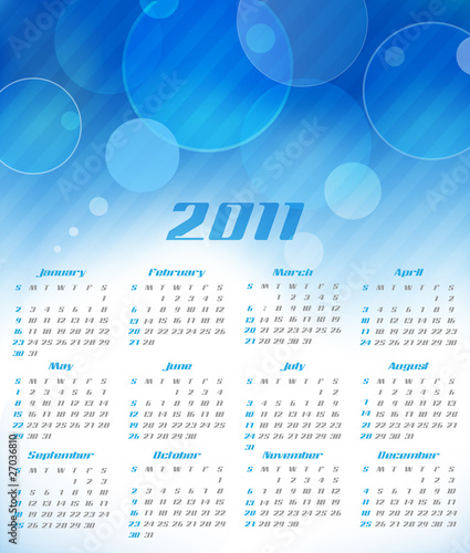 Vector abstract calendar, design template for 2011