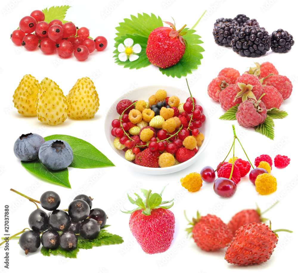 Set of Fresh Berries Isolated on White Background Set of Fresh Berries Isolated on White Background