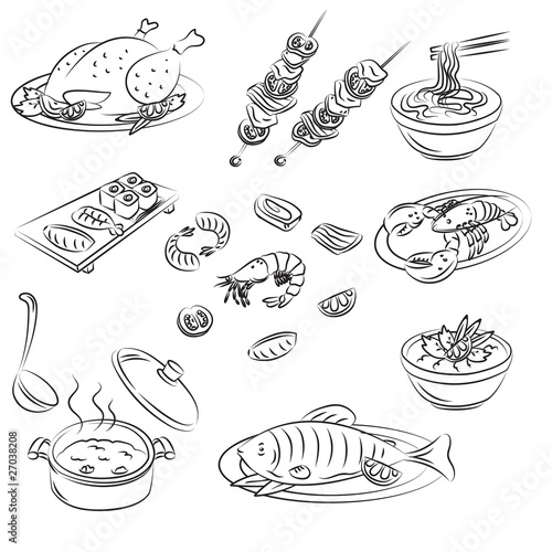 Vector Sketch Collection of meat food