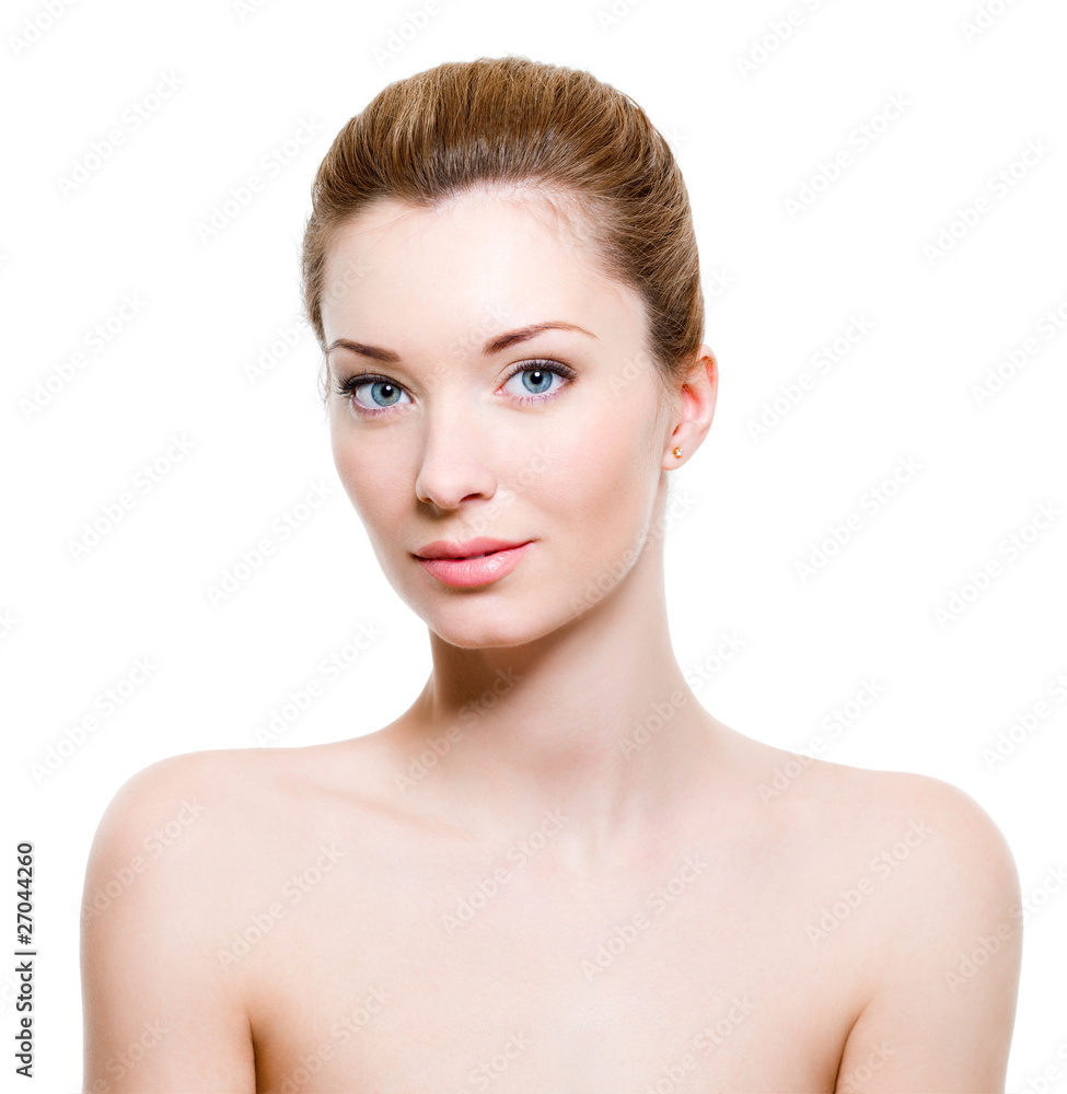 Adult woman with clean skin - isolated on white Adult woman with clean skin - isolated on white