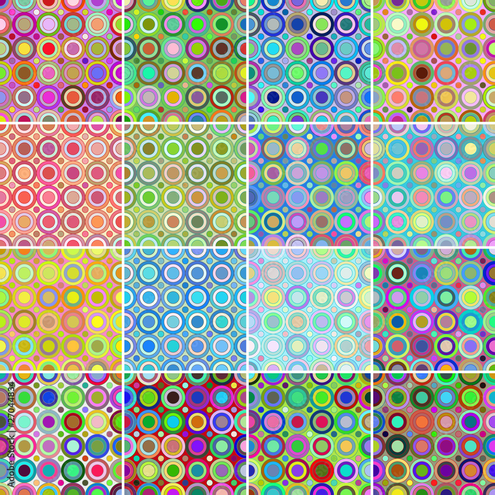 Collection of 16 seamless circular patterns