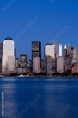 Manhattan Financial District at sunset panorama from Jersey city