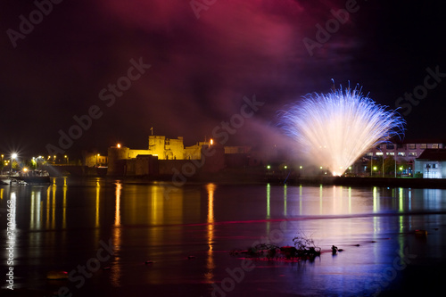 Fireworks over King John Castle in Limerick - Ireland