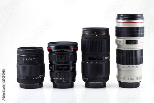 Fotografie Four photo lenses isolated on the white background