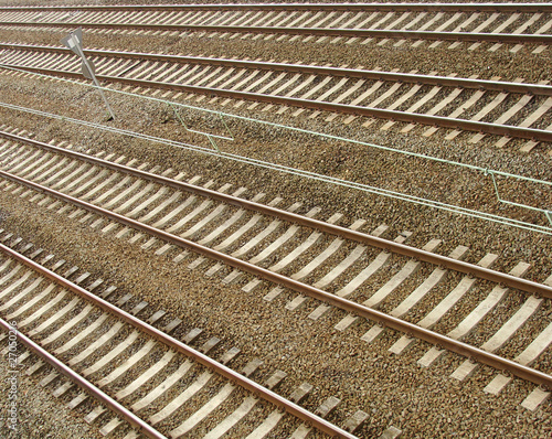 multiple railrod tracks seen from top