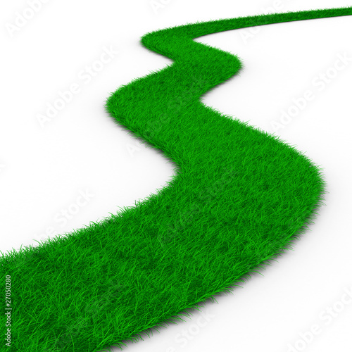 road from grass on white. I...