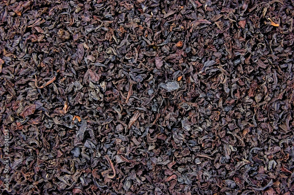 Detailed Black Tea Leaf Texture, Horizontal Background Detailed Black Tea Leaf Texture, Horizontal Background