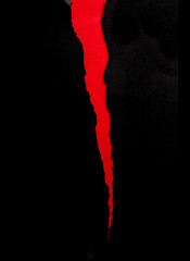 white paper ripped red black background opening