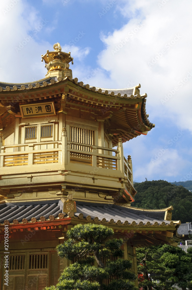 Golden pavilion in chinese garden