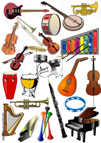 Musical instruments classic selection string wind bass