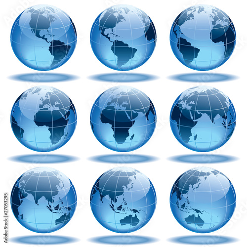 The Earth - Set of nine globes