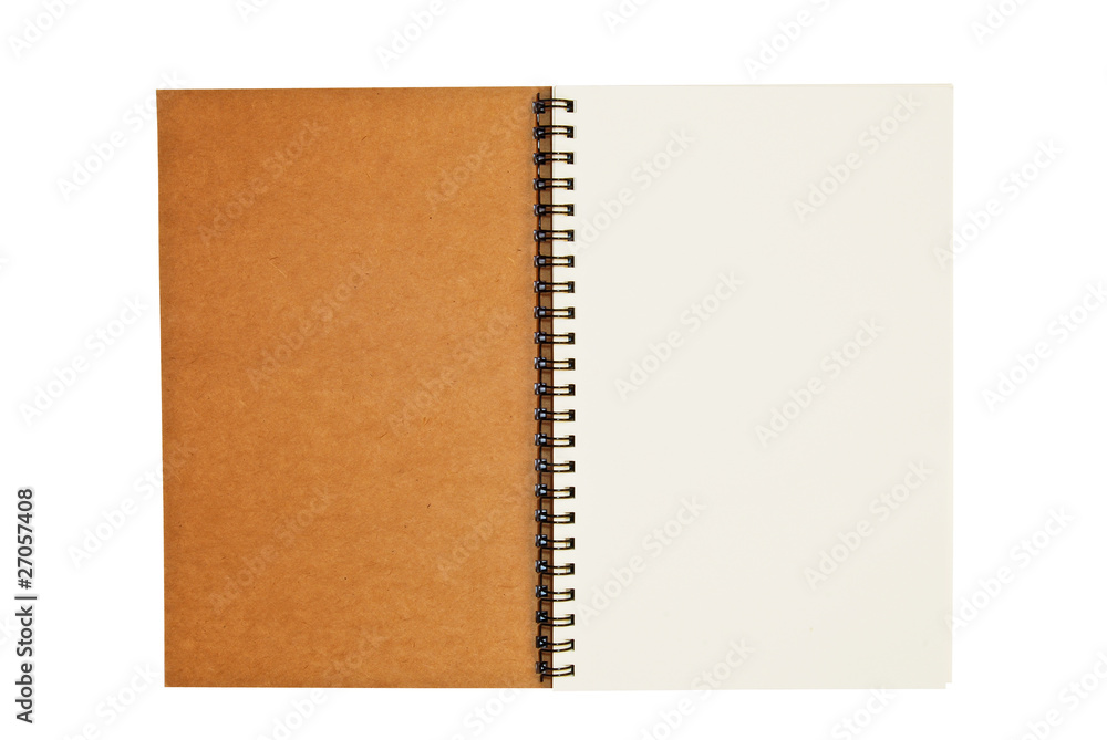 brown recycle paper blank notebook open isolated brown recycle paper blank notebook open isolated