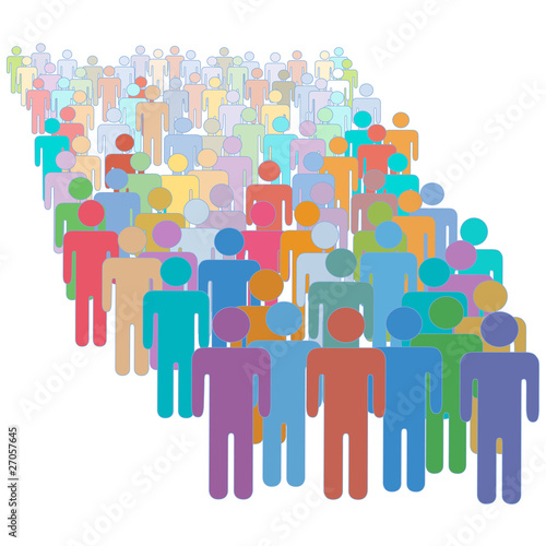 Big crowd many diverse colorful people together